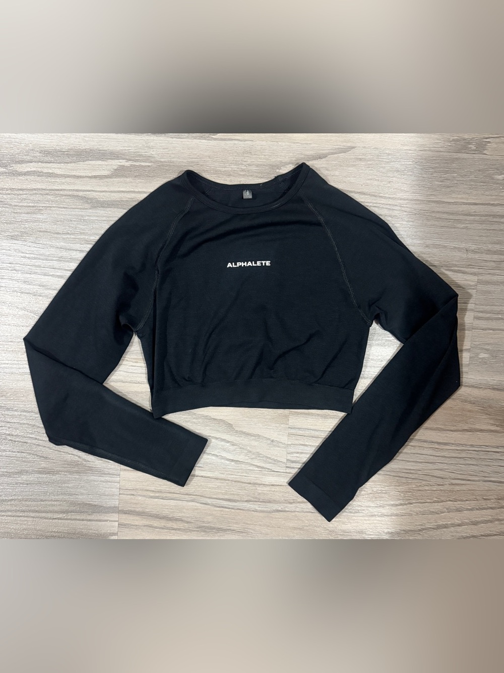 Alphalete Black Cropped Long Sleeve Top Size S Athleisure Activewear